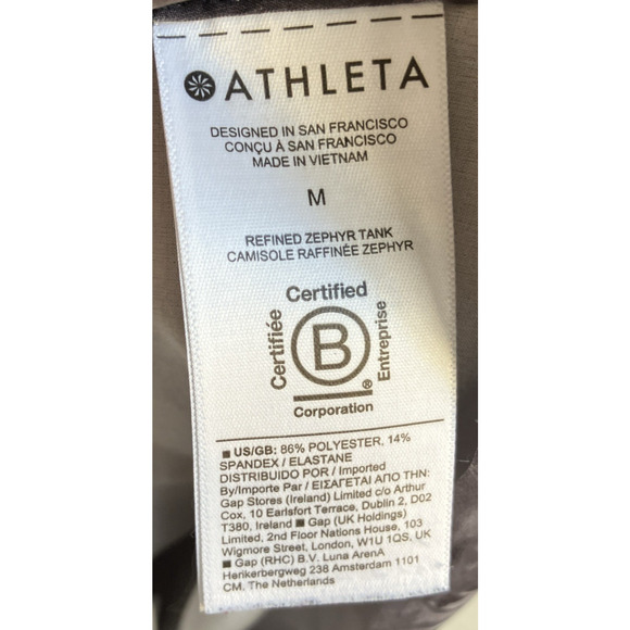 Athleta Zephyr Sleeveless Tank Top Athletic Casual Black White Gray Size Medium - Picture 7 of 10